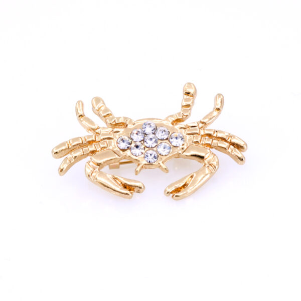 Brosa Elegantă Femei – Crab Aurit cu Cristale Zirconia