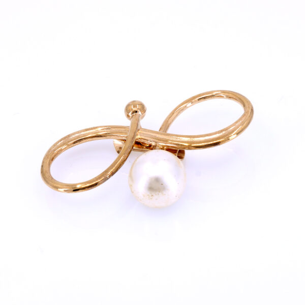 Brosa Elegantă Infinit cu Perlă și Cristal Alb, 4.5×3