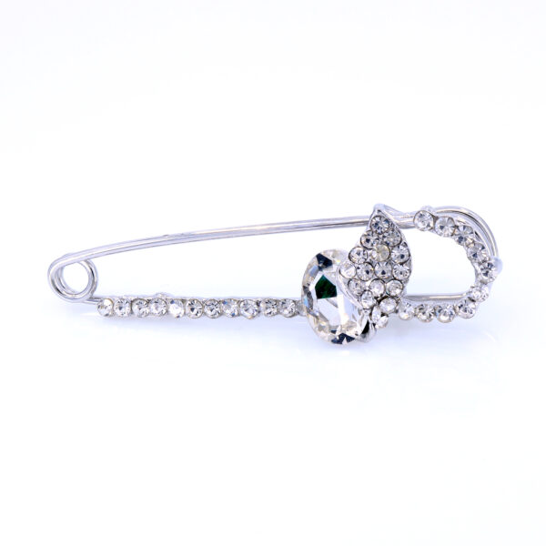 Broșă Eleganță Cristale Zirconia Alb, Metal Neprețios,