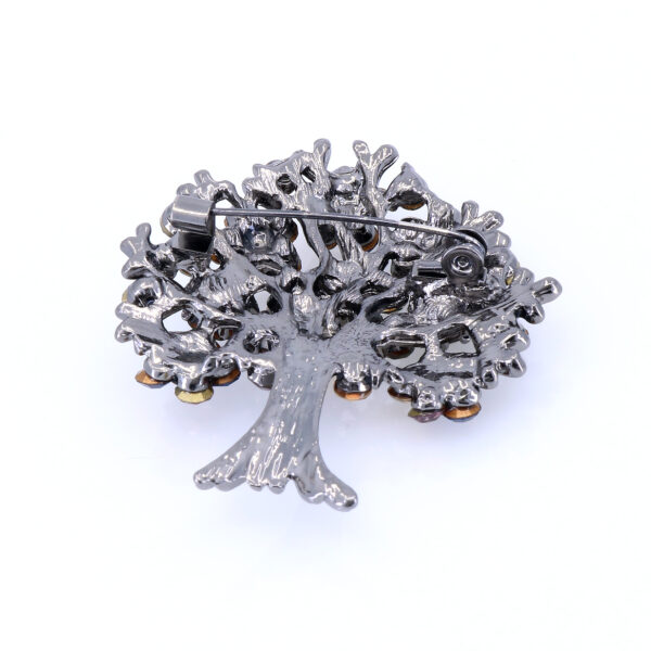 Broșă Copacul Vieții cu Cristale Colorate, Metal, 4.5×4