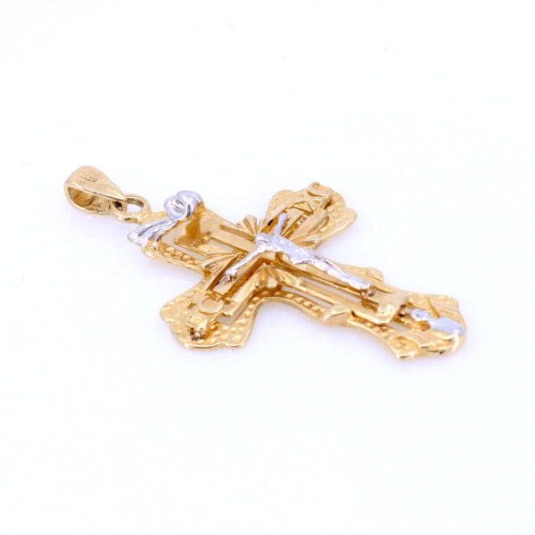 Pandantiv Cruce Aur 14K Bicolor Vintage – 3.5×2.3 cm, Pandantiv Cruce Aur 14K Bicolor Vintage – 3.5×2.3 cm,