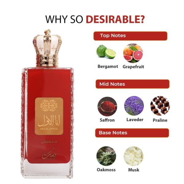 Apa de Parfum Nusuk Ana Al Awwal Red pentru Femei, 100ml