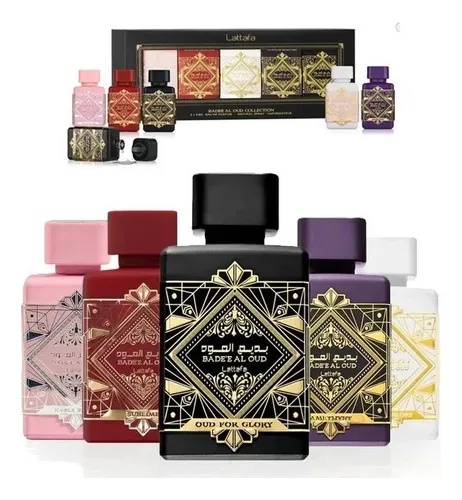 Set Mini Lattafa Badee Al Oud – 5 x 5 ml, Original,