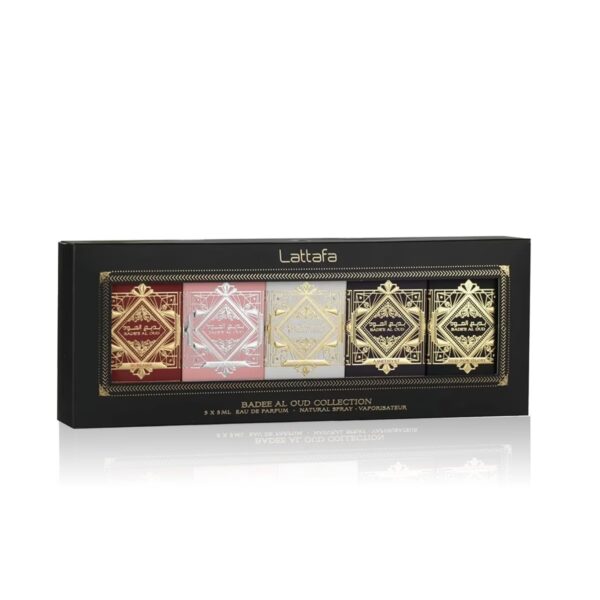 Set Mini Lattafa Badee Al Oud – 5 x 5 ml, Original,