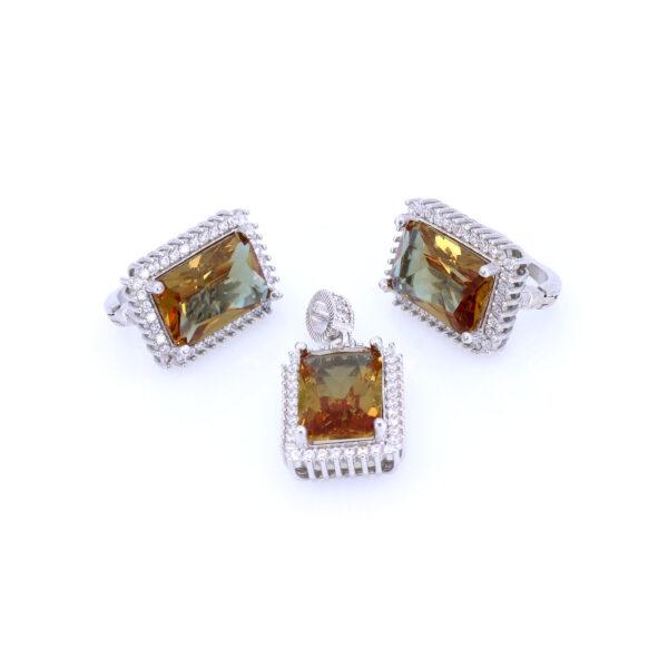 Set Argint 925 cu Zultanit & Zirconia, Tăietură Emerald